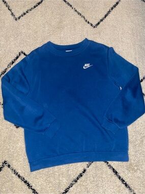 Nike Kids Blue Crewneck Sweatshirt with White Swoosh
